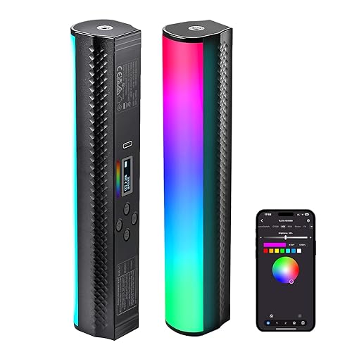 NEEWER RGB Light Wand with APP Control, Magnetic Handheld Photography Video Light Stick,2500K~8500K Dimmable CRI95+ Full Color LED Tube Bar with 2550mAh Battery, 17 Light Scenes for Vlog, TL21C - 23cm - Light Stick with APP Control