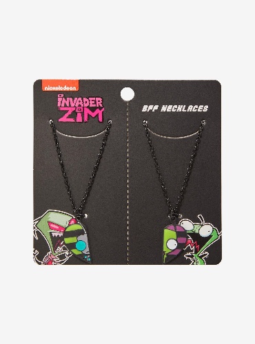 Invader Zim GIR Stripe Heart Best Friend Necklace Set