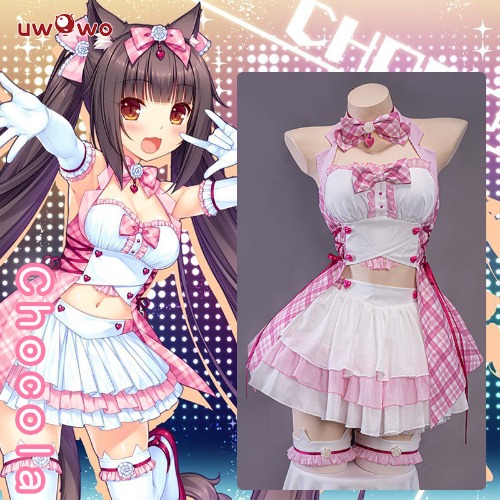 Uwowo Game Nekopara Live Catgirls Chocola Idol Stage Performance Cosplay Costume - 【In Stock】L
