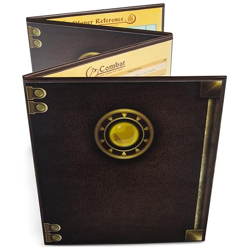 Stratagem The Master's Tome 4-Panel Customizable GM Screen with Free Inserts – Dry Erase, Dungeon & Game Master Accessory for Tabletop RPG Campaigns| Brown
