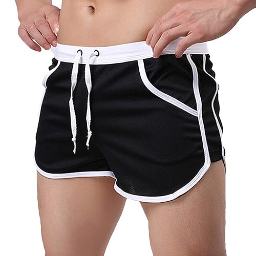 Rexcyril Men's Running Workout Bodybuilding Gym Shorts Athletic Sports Casual Short Pants - Medium - Black