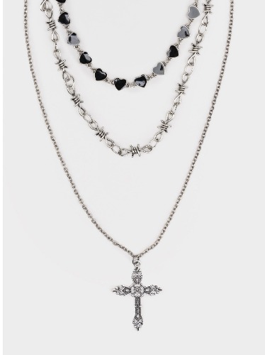 Crown Of Thorns Silver Necklace Set | One Size / Silver