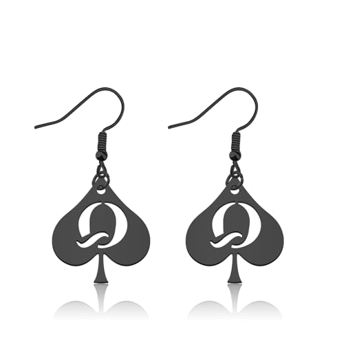 WUSUANED Funny Black Q Spades Earrings Naughty Jewelry Naughty Queen Gift Hotwife Spicy Gift - Funny Black Q Earrings