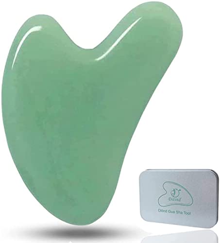 Ditind Gua Sha Tool, Jade Stone Guasha Massage Scraping, Guasha Board for Facial and Body Skin Massage. Gua Sha Tool for Toxins/Prevents Wrinkles for Spa Acupuncture Therapy Trigger Point Treatment. - Green