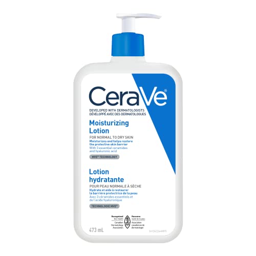 CeraVe Daily Moisturizing Lotion | Body Lotion for Women and Men + Face Moisturizer + Hand Cream with Hyaluronic Acid. For Dry Skin & Sensitive Skin, Fragrance-Free, Verified Product by CeraVe, 473 mL - Regular - Daily Moisturizing Lotion
