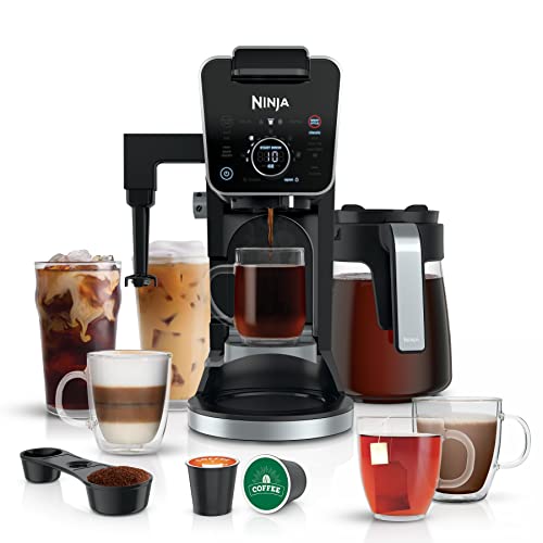 Ninja CFP301 DualBrew Pro Specialty 12-Cup Drip Maker with Glass Carafe, Single-Serve Grounds, compatible with K-Cup pods, with 4 Brew Styles, Frother & Separate Hot Water System, Black - 4 Brew Styles + Frother