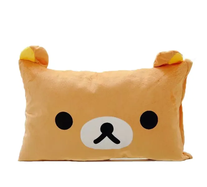 Lesley Ye Rilakkuma Relax Bear Brown Pillow Cover Cushion Case, Decorative Cushion Covers, Soft Plush Shaggy Throw Pillow Case Hidden Zip Closure for Bed Sofa Couch - Filling Not Included