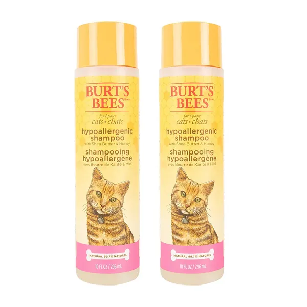 Burt's Bees for Cats Hypoallergenic Shampoo With Shea Butter & Honey | Moisturizing & Nourishing Cat Shampoo | Cruelty Free, Sulfate & Paraben Free, pH Balanced for Cats - Made in USA, 10 Oz - 2 Pack - 10 Fl Oz - 2 Pack