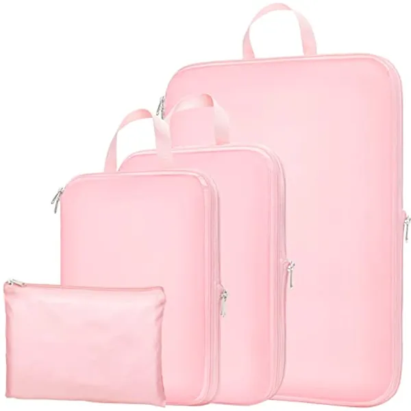 Torrypack Compression Packing Cubes for Travel, 4 Pack Extensible Suitcase Organiser Packing Cubes for Suitcases with Zippered Flat Bag