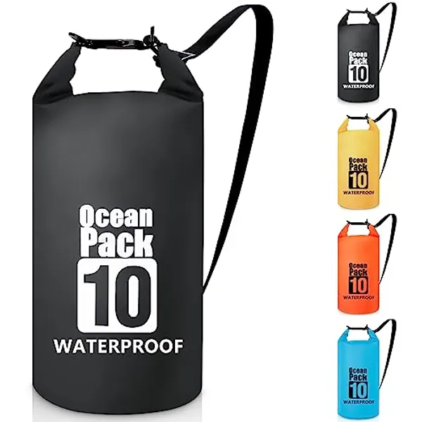 Invool Dry Bag, 5L/10L/20L/30L Waterproof Dry Bag, Dry Sack with Adjustable Shoulder Strap for Hiking, Swimming, Rafting, Surfing, Cycling, Camping, Fishing (Black)