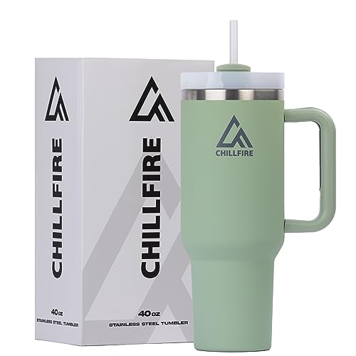 40oz Tumbler with Straw and Lid | 100% Leakproof | Reusable, Stainless Steel Tumbler, Vacuum Insulated Cup | Travel Cup with Straw | Perfect for Hot and Cold Drinks - Mint Green