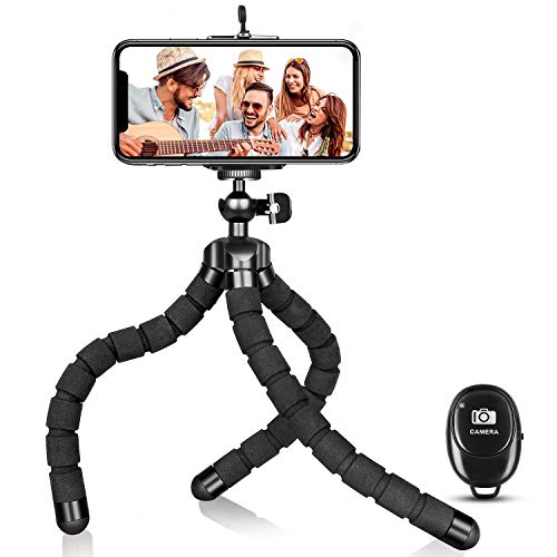 Phone Tripod, Portable Flexible Tripod Adjustable Cell Phone Tripod with Wireless Remote Mini Tripod Stand for iPhone 14 13 12 11 Pro XS MAX XR Android Phone Camera