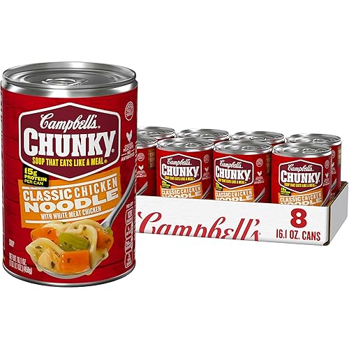 Campbell’s Chunky Soup, Classic Chicken Noodle Soup, 16.1 Oz Can (Case of 8)