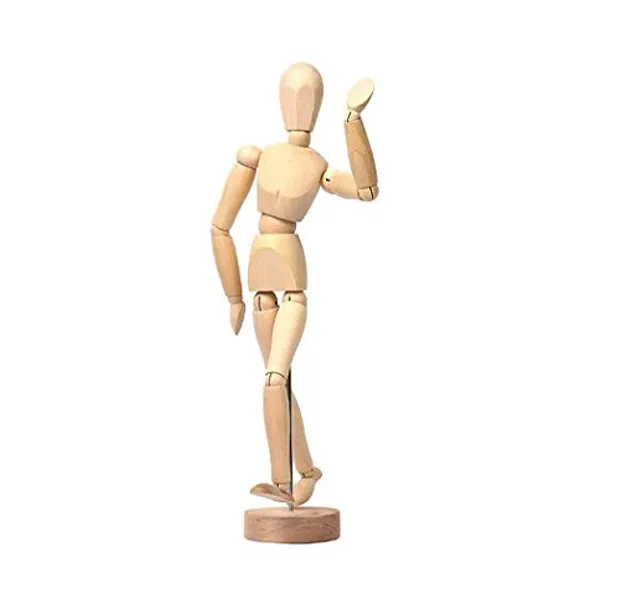 8 Inch Artists Wooden Manikin Flexible Body Joints Human Figure Puppet Model Wood Male Mannequin Doll Ornament Stand for Home Office Desk Decoration Sketching Drawing Painting Supplies Gift - 8 Inch Manikin