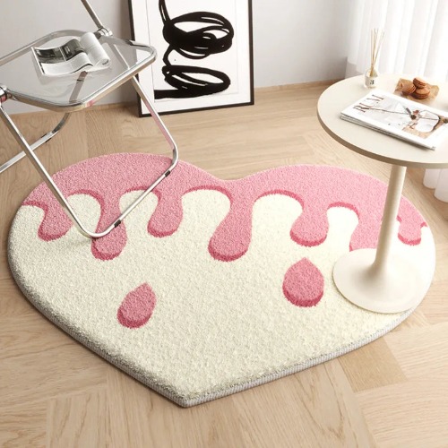 Cute Pink Drip Heart Rug - 50x65cm