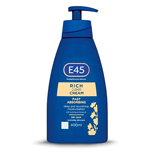 E45 Rich Cream 400 ml – E45 Cream with Evening Primrose Oil – Body Face Hand Cream for Long-Lasting Moisturisation and Soft Skin – Suitable for All Skin Types, even for Dry and Sensitive Skin - 400 ml (Pack of 1)