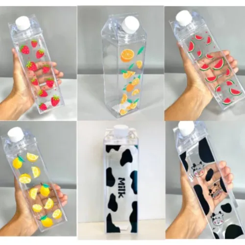 Garrafa Jarra Formato Caixa de Leite em Acrílico