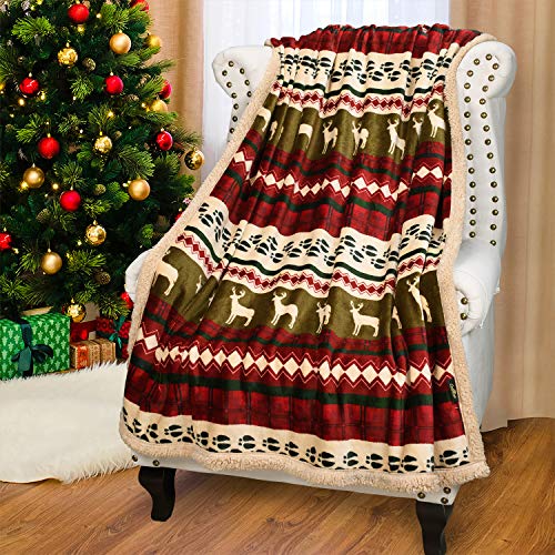 Catalonia Christmas Sherpa Throw Blanket, Xmas Theme Throws, Plush Fleece Couch Blanket |Super Soft, Comfy, Cozy, Fluffy, Warm | 50x60 inch, Reindeer - 50"x60" - Reindeer