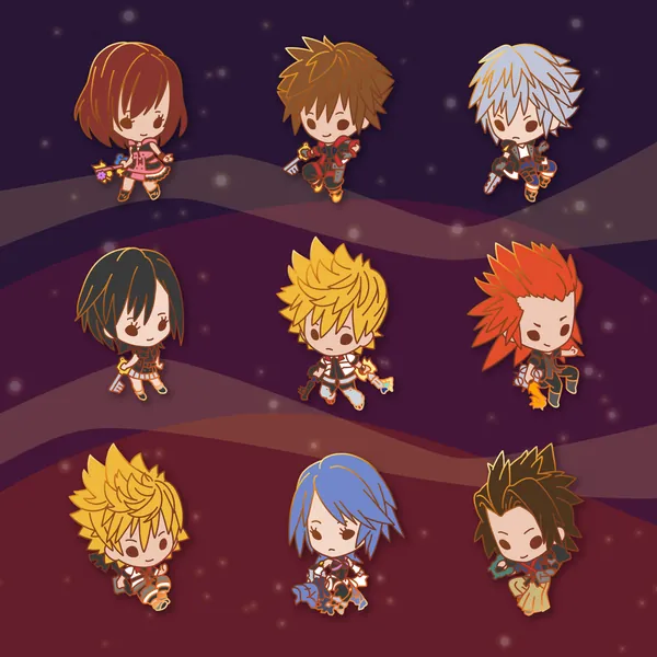 Kingdom Hearts Tiny Pin Set - KH Chibi Hard Enamel Pins