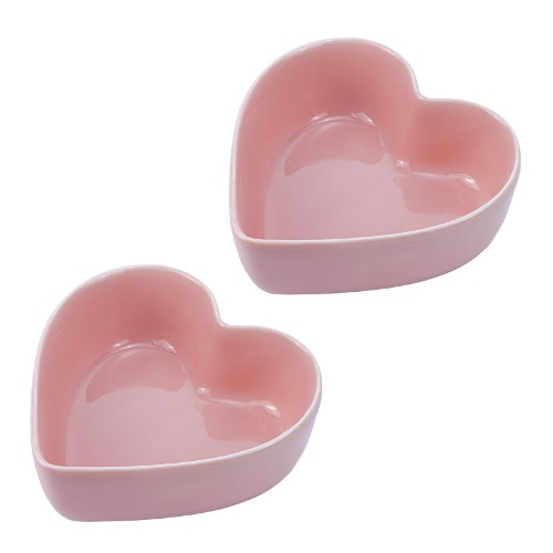Wait Fly 2pcs Heart-Shaped Bowls for Salad Soup Snack Dessert Household Cooking Bowls for Home Kitchen, Pink - Set of 2 - Pink