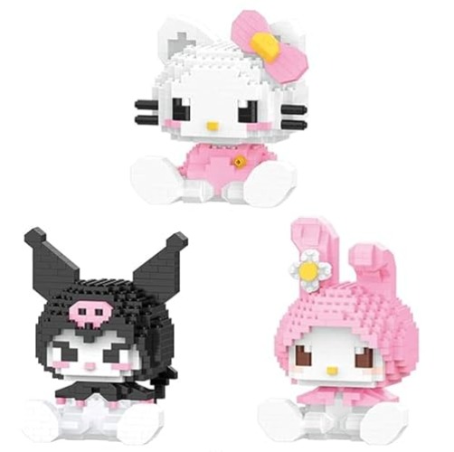 WanOuWaWa Kawaii Anime Micro Building Blocks 3PCS, Mini Cute Anime Figures Building Gifts, Cartoon Block Puzzles Kit Intelligence Education Gifts for Adult Kids