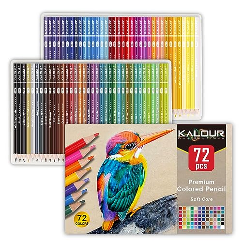 KALOUR 72 Count Colored Pencils for Adult Coloring Books, Soft Core,Ideal for Drawing Blending Shading,Color Pencils Set Gift for Adults Kids Beginners - 72