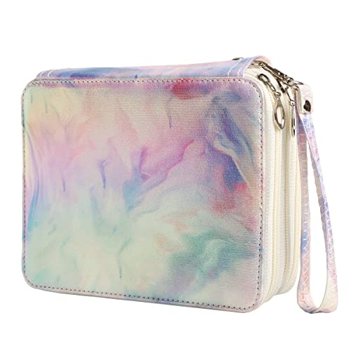 Lbxgap 72 Slots Pencil Bag Organizer with Zipper for Prismacolor Watercolor Pencils, Crayola Colored Pencils, Marco Pencils - Marble-Purple - 72