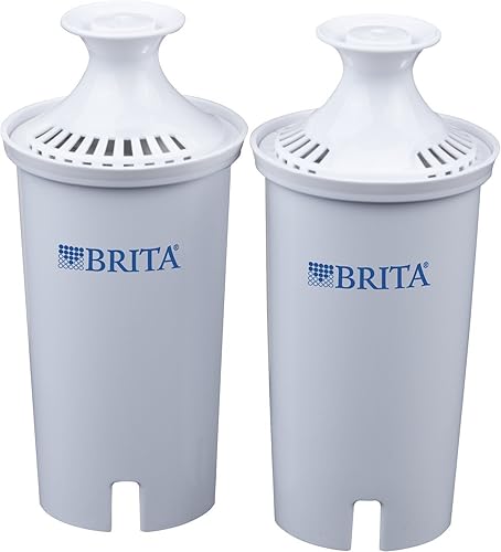 Brita Standard Water Pitchers and Dispensers, BPA-Free Reduces Copper, Cadmium and Mercury Impurities, Lasts Two Months or 40 Gallons, Includes 2 Filters, 2 Count (Pack of 1), White - 2 Count (Pack of 1)