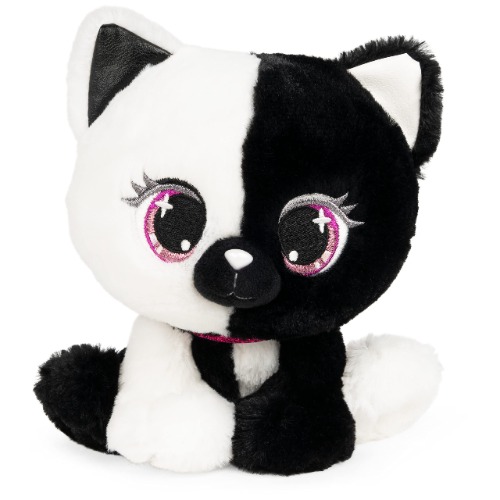 P.Lushes Designer Fashion Pets Lady Luna Cat Premium Stuffed Animal Soft Plush, Black and White, 6”