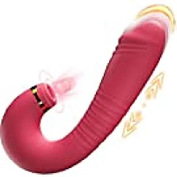 Adult Sex Toys Women Sex Toy - 2in1 Upgrade Thrusting Dildo with 9 Air Pulsing Suctions & 9 Thrusting Vibrator Bullet Vibrating Sucking for Her Pleasure Clitoral Vibrators for Unique Stimulation