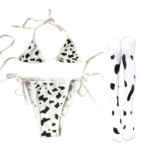 Cosplay Costume Anime Sexy Mini Cow Bikini Lingerie Set Maid outfit Dalmatian Milk Leopard Swimsuit