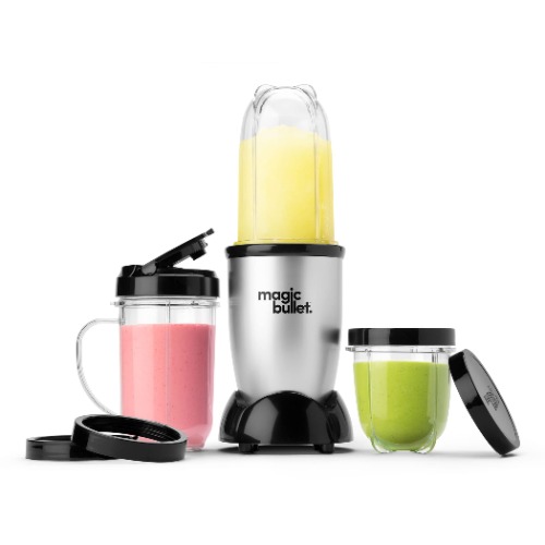 Magic Bullet Blender, Small, Silver, 11 Piece Set - Silver/Black