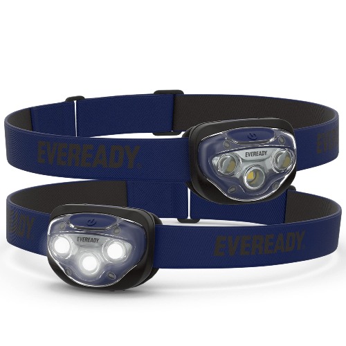 Eveready LED Headlamps (2-Pack), Bright and Durable Head Lights for Running, Camping, Fishing, Emergency (Batteries Included),Navy Blue (2-Pack),Adjustable - 