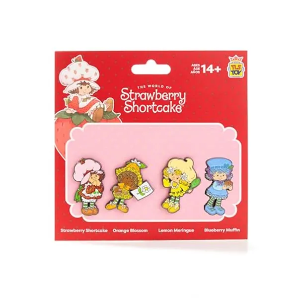 Strawberry Shortcake 'Limited Edition' 4-Pack Glitter Enamel Pin Set with Strawberry Shortcake, Lemon Meringue, Orange Blossom & Blueberry Muffin Pins - SDCC 2024