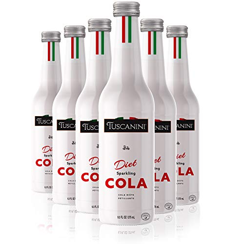 Tuscanini Italian Diet Cola Soda 9.3oz (6 Pack) Naturally Caffeine Free, Aspartame Free, Elegant Glass Bottle, Great Tasting, No Preservatives