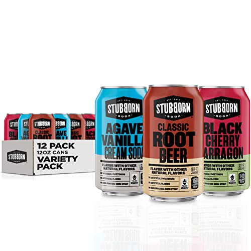 STUBBORN SODA, 3 Flavor Variety Pack, 12oz Cans (12 Pack) - 3 Flavor Variety Pack
