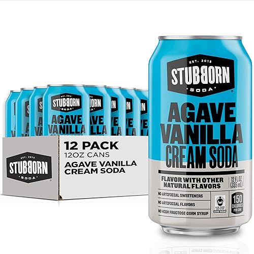 STUBBORN SODA, Agave Vanilla Cream Soda, 12oz Cans, 12 Fl Oz (Pack of 12) - Agave Vanilla Cream - 12 Fl Oz (Pack of 12)
