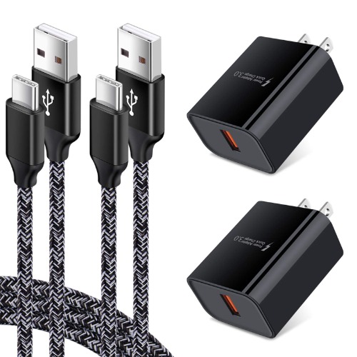 Adaptive Fast Charger for Samsung Galaxy S23 S22 S22+ S22 Ultra S21 S20 FE S20+ S10 S9 S8 A20 A21 A51 A71 A11 A01 A9 A10e A14 Note 20 Ultra,18W Quick Charge 3.0 Wall Charger Type C Fast Charging Cable - Black