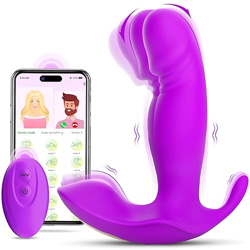 Wearable G Spot Dildos Vibrators Adult Sex Toys for Women or Men, App Remote Control Panty Mini Vibrator with 10 Quickly Wiggling & Vibrating Modes Panties Quite Rose Toy Sex Machine - Purple Vibrator