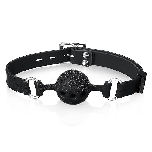 Svee Soft Silicone Ball Gag Open Mouth Ball Valentine's Day Black Mouth Plug Ball Breathable Bondage Muzzles Buckle Mouth Gag Ball for BDSM Bite Gag