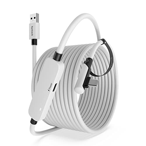 Syntech Link Cable 20FT Compatible with Oculus/Meta Quest 2 Accessories VR Headset, Separate USB C Charging Port for Sufficient Power, USB 3.0 to Type C Cord LED Light for Steam VR/Gaming PC - 20ft