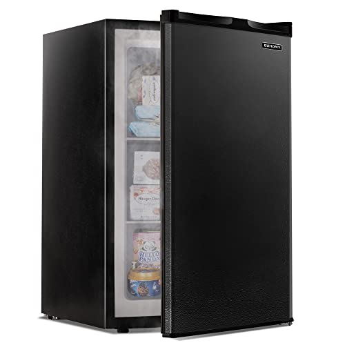 Euhomy Upright freezer, 3.0 Cubic Feet, Single Door Compact Mini Freezer with Reversible Door, Small freezer for Home/Dorms/Apartment/Office (Black) - 3.0 CU.FT - Black