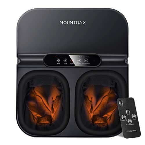 MOUNTRAX Foot Massager Machine with Heat, Gifts for Women Men, Shiatsu Foot Massager with Remote Control, Deep Kneading and Soothing Heat, Fits Feet Up to Men Size 12 (Black) - Black