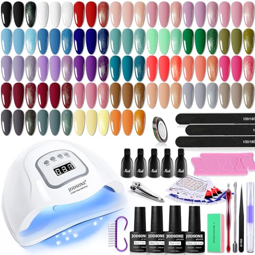 JODSONE Gel Nail Polish Kit with U V Light 32 Colors Gel Polish Nail Kit Soak Off Gel Nail Set Manicure Tools Nail Gel Kit Gifts for Women - classic series