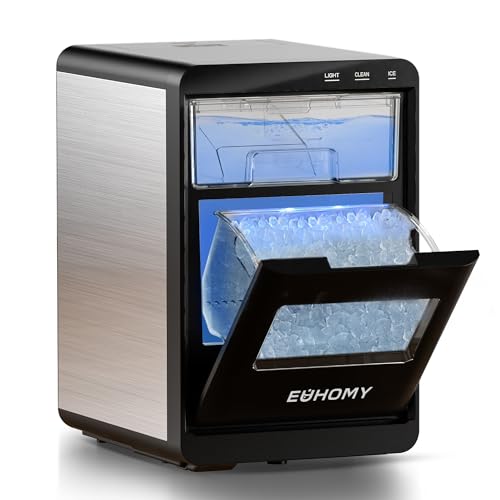 EUHOMY Nugget Ice Maker Countertop, 44Lbs/24H Pebble Ice Maker Machine, Self-Cleaning Pellet Ice Machine with Ice Scoop&Basket, Sonic Countertop Ice Machine for Home/Kitchen/Office(Black) - 44lbs - Black