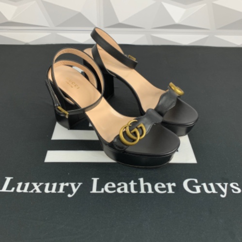 Gucci Marmont Black Leather Sandal