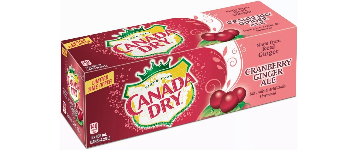 Canada Dry Cranberry Ginger Ale Fridge Pack Cans, 355 mL, 12 Pack
