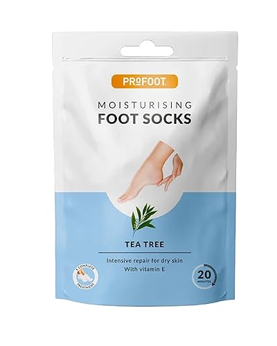 Profoot Moisturising Foot Socks - Deep Treatment for Feet - Ideal for Dry Skin - Soothes, Softens & Deeply Hydrates Cracked Heels and Skin - Intensive Repair for Dry Skin with Vitamin E & Tea Tree - 1 count (Pack of 1)