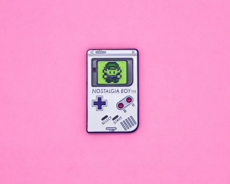 Glow in the Dark Game Boy Enamel Pin Badge - Nostalgia Lapel Pin Red Nostalgic Geek Retro 90s Pins Nintendo Parody Vaporwave Gifts