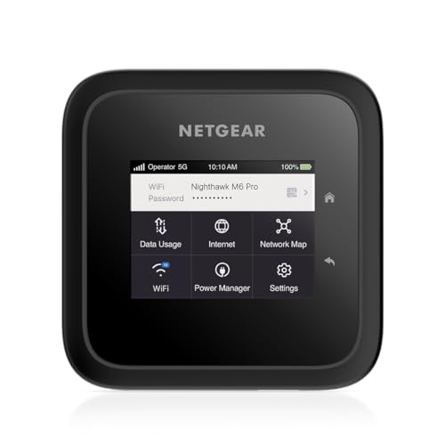 NETGEAR Nighthawk M6 Pro Mobile Hotspot 5G mmWave, 8Gbps, Unlocked,AT&T, T-Mobile,Verizon International Roaming 125 Countries,WiFi 6E,Portable Device with touch control, Modem Wireless Router(MR6550) - M6 Pro 5G Hotspot